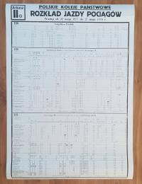 ORYGINALNY PLAKATOWY ROZKŁAD JAZDY PKP 1977/78 ARKUSZ II G