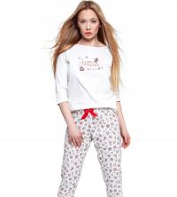 Piżama Świąteczna SENSIS COOKIES ecru bawełna /