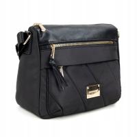 MONNARI Torebka Damska Listonoszka Na Ramię Z Kieszonkami Czarna Elegancka