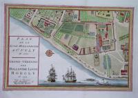 1756 super ORIENT Индия карта Калькутты морские корабли план города Азия