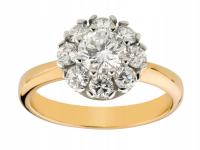 Золото двухцветное кольцо с бриллиантами 1.63 ct