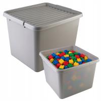 POJEMNIK SZARY PLASTIKOWY 32L ORGANIZER Z POKRYWKĄ DO PRZECHOWYWANIA BOX