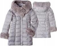 Kurtka zimowa z futerkiem płaszczyk szary bardzo ciepła