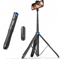 Kijek do selfie z pilotem Bluetooth statyw 130 cm czarny/niebieski