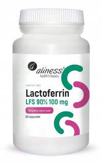 Aliness Lactoferrin LAKTOFERYNA 100mg LFS 90% WZMACNIA ODPORNOŚĆ Wit.C 60k