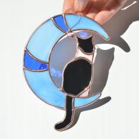 Dekoracja ze szkła Witraż Zawieszka Kotek