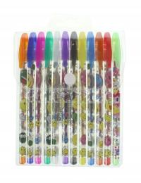 DŁUGOPISY WIELOKOLORWE Z BROKATEM PISAKI FLAMASTRY 12 SZTUK