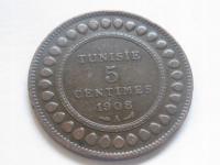 nr1468 Tunezja Stara Moneta 5 Centimes 1908