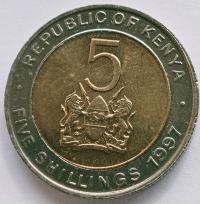 Кения 5 шиллингов 1997 Монетный Двор (UNC)