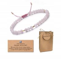 Bransoletka Damska Sznurkowa Kamień Naturalny Kwarc Różowy 4mm