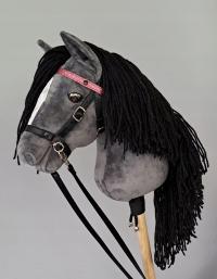 Hobby Horse SZARY+łata *rzęsy* konik na kiju A4 khtjollyjumper