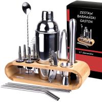 ZESTAW BARMAŃSKI 17 ELEMENTÓW SHAKER STOJAK DUŻY PROFESJONALNY DO DRINKÓW