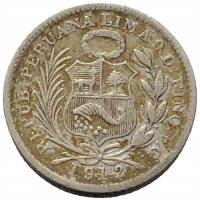 44633. Peru - 1/2 dinero - 1912r. - Ag