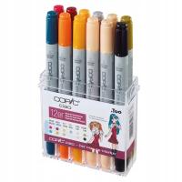 Markery alkoholowe COPIC Ciao dwustronne Brush & Chisel 12 szt., Manga trendy tones