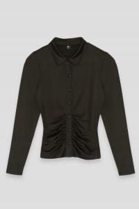 Koszula dziewczęca z marszczeniem, czarna, 146 REPORTER