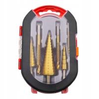 WIERTŁA STOPNIOWE STOŻKOWE OTWORNICE DO METALU 4-32 MM Z FREZAMI 6SZT