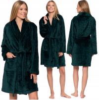 SZLAFROK DAMSKI CIEPŁY WIĄZANY Z KIESZENIAMI MORAJ ZIELONY