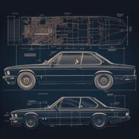 План схема автомобиль BMW памятник плакат 40x40cm