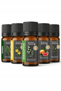 ZESTAW 5 OLEJKÓW ETERYCZNYCH 100% Naturalnych Aroma-Space