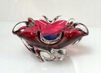 Piękna szklana patera vintage szkło artystyczne lata 60