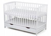 ДЕТСКАЯ КРОВАТКА OLA БЕЛАЯ 120/60 ДЕРЕВЯННАЯ С ВЫДВИЖНЫМ ЯЩИКОМ ЭЛЕГАНТНАЯ