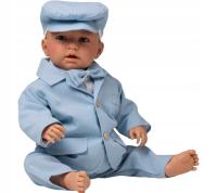 Garnitur chrzest Lniany Niebieski