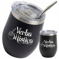 Kubek do Yerba Mate Matero metalowe czarne stalowe podwójne ścianki wieczko