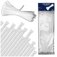 BARDZO MOCNE OPASKI ZACISKOWE 4,8 x 300mm 100 SZTUK BIAŁE TRYTYTKI KABLOWE