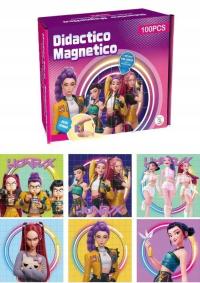 KLOCKI KOSTKI MAGNETYCZNE KPOP 6 OBRAZKÓW DEMON HUNTERS PUZZLE 100 EL. RUMI