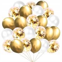 Воздушные шары золотой белый конфетти Причастие день рождения свадьба 50 шт