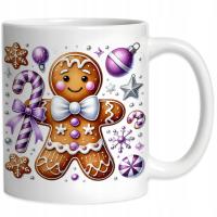 Kubek Świąteczny Pierniczek Fioletowy Ciastek Boże Narodzenie Święta 330ml