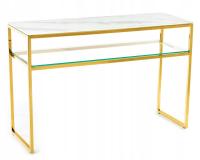 Стильная золотая консоль в прихожей стеклянная сталь
