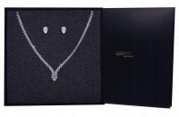 Элегантный глэм стерлингового серебра ожерелье серьги свадебный набор