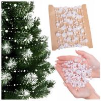 ŁAŃCUCH NA CHOINKĘ GIRLANDA CHOINKOWA STROIK KORALIKI PERŁY OZDOBA BIAŁE 5m