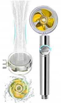 SŁUCHAWKA PRYSZNICOWA OSZCZĘDNA Z TURBINĄ WENTYLATOREM Z FILTREM WYMIENNYM