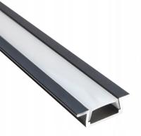 Черный профиль для светодиодной ленты встраиваемый алюминиевый 1 м ПАЗ стекло абажур