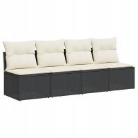 Modułowa sofa ogrodowa 4-osobowa czarna 220x62x69 cm z poduszkami