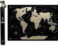 Zlota Duża XL Mapa Zdrapka świata bez Rosji ENG MAPA + Dodatki Prezent