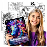 KOLOROWANKA DLA DOROSŁYCH PIĘKNE FANTASTYCZNE KONIE 50 ILUSTRACJI RELAKSU