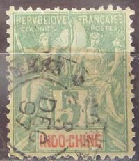 Indochiny kolonia francuska stary znaczek z nadrukiem (6/16