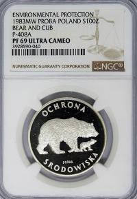 100 zł 1983 Niedźwiedź, próba NGC PF69 MAX