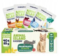 Животное остров кошка влажный корм говядина / курица / индейка / белая рыба 40x85g