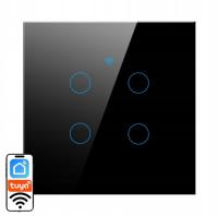 WŁĄCZNIK WYŁĄCZNIK ŚWIATŁA SZKLANY WIFI CZARNY POCZWÓRNY 4G TUYA SMART ⌀60