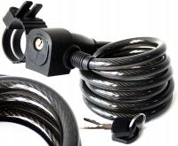 2K ZAPIĘCIE DO ROWERU SPIRALA GRUBOŚĆ 12x1800mm ZAMEK ZABEZPIECZENIE KLUCZ