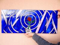 Piękna i bestia Witraż panel poziomy witrażowy