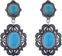 Srebrne kolczyki ślubne wiszące srebrzone ażurowe z turkusem sztyft