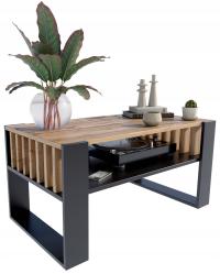 Lava журнальный столик IGA wotan - черный с ламелями лофт ретро деревенский PER