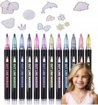 ВОЛШЕБНЫЕ МАРКЕРЫ ФЛОМАСТЕРЫ ДВОЙНАЯ ЛИНИЯ МЕТАЛЛИЧЕСКИЙ КОНТУР БЛЕСК XXL