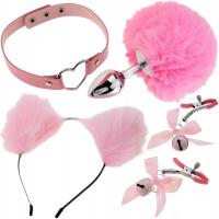 РОЗОВЫЙ СЕКС НАБОР БДСМ-АНАЛЬНАЯ ПРОБКА КИТА ПОВЯЗКА НА УШИ ЗАЖИМЫ ДЛЯ СОСКОВ