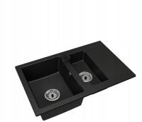 Kuchenny Zlewozmywak Granitowy Półtorakomorowy z Ociekaczem DORIS Syfon